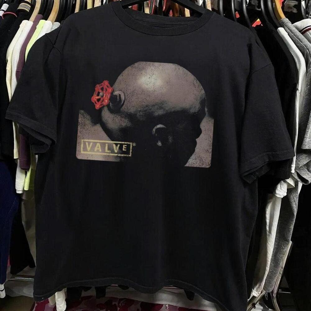 Valve Black & Red Cotton T-Shirt